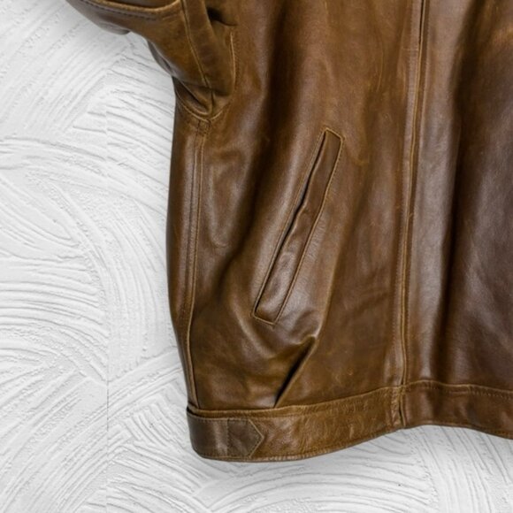 Vintage 90s Adler chestnut brown full zip dad style leather jacket size L - Picture 7 of 14